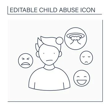 Emotionality line icon Stock Illustration