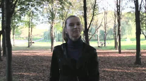 Emotionally rejoicing girl. Steadycam shot Stock Footage