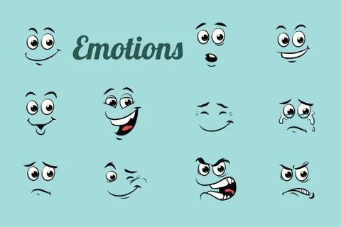 Emotions characters collection set Stock Illustration