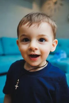 Emotions on the face of a two-year-old little boy, an emotional child. A bo.. Stock-Fotos