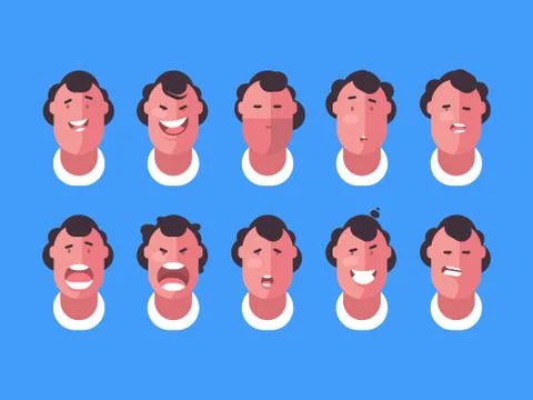 Emotions faces man Stock Illustration