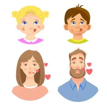 Emotions of human face -set Stock Illustration