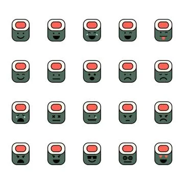 Emotions icon set Stock Illustration