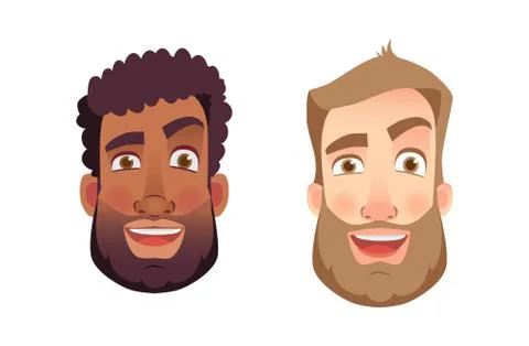 Emotions of man face set Stock Illustration