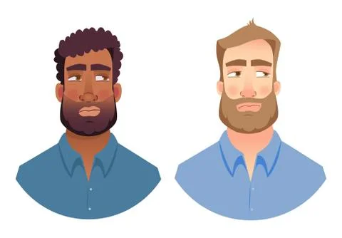 Emotions of man face set Stock Illustration