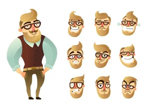 Emotions Man Icon Set Stockillustratie