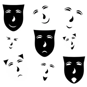 Emotions on the mask Stock Illustration