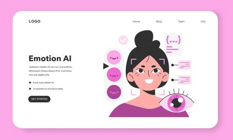 Emotions recognition web banner or landing page. Artificial intelligence Stock Illustration