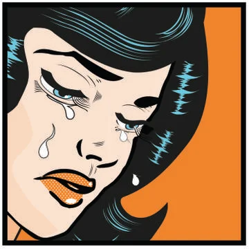 Emotions woman cry  popart pin-up illustration Stock Illustration