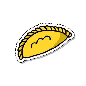 Empanada doodle sticker icon, vector color illustration Stock Illustration