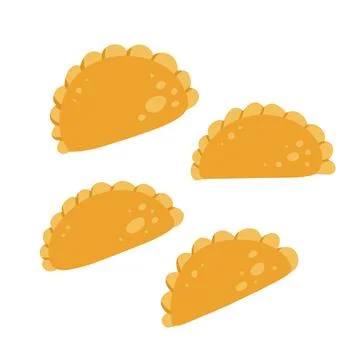 Empanada icons set. Flat simple vector of Spanish fried patty or cheburek Illustrazione stock