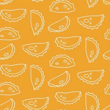 Empanada seamless doodle pattern, linear simple hand drawn vector illustration Stock Illustration
