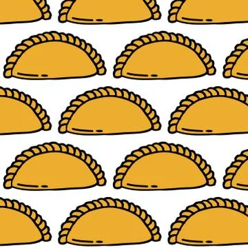 Empanada seamless doodle pattern, vector color illustration Stock Illustration