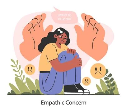 Empathic concern. Deep understanding of emotions, sympathy Stock Illustration