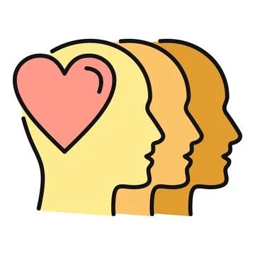Empathy and compassion concept with hearts and human heads Stock Illustration