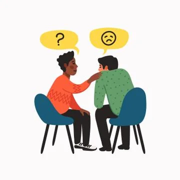 Empathy. Empathy and Compassion concept - African American young man comforting Stock Illustration