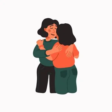 Empathy. Empathy and Compassion concept - young woman hugging a sad woman. 스톡 일러스트