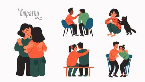 Empathy. Empathy and Compassion concept - people comforting each other. Stock Illustration