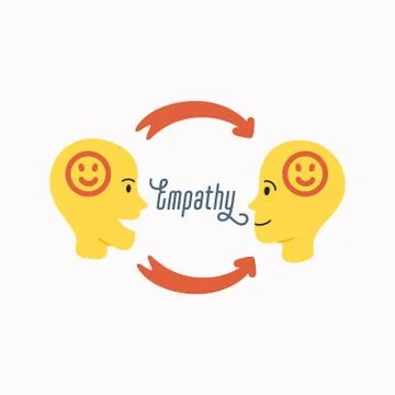 Empathy. Empathy concept - silhouettes of two human heads with an abstract image Stock Illustration