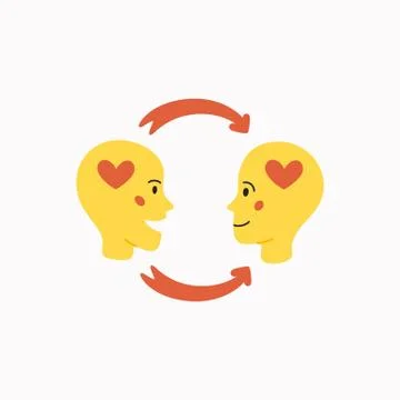 Empathy. Empathy concept - silhouettes of two human heads with an abstract image Stock Illustration