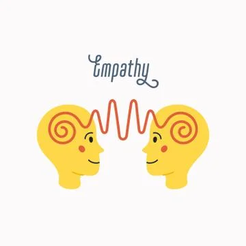 Empathy. Empathy concept - silhouettes of two human heads with an abstract image Stock Illustration