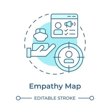 Empathy map soft blue concept icon Stock Illustration
