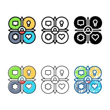 Empathy map ux ui simplified design color icon vector 스톡 일러스트