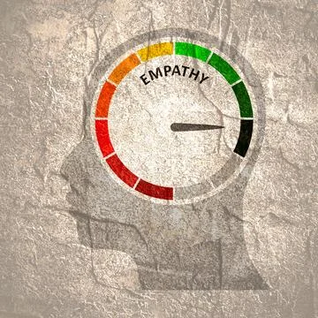 Empathy measuring device and human head silhouette. The power of emotional Ilustração Stock