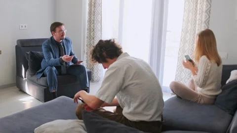 Empathy mediation guide, peaceful mediator helps resolve conflicts, white Stock Footage 323857088