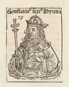 Emperor Constantine VI; Constantin US SEXT US Hyrena; Liber chronicarum. A... Stock Photos