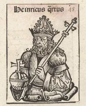Emperor Hendrik IV; Heinricus Q UA RTus; Liber chronicarum. A flower celk ... Stock Photos