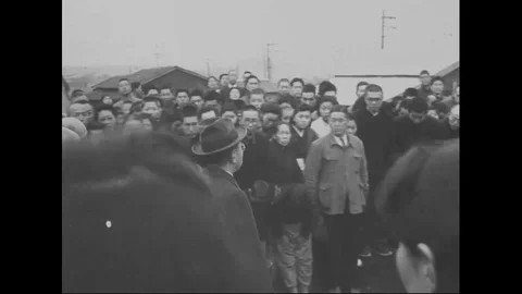 Emperor Hirohito mingles with crowd and candidates make speeches - 1948 Stock Footage 99783692