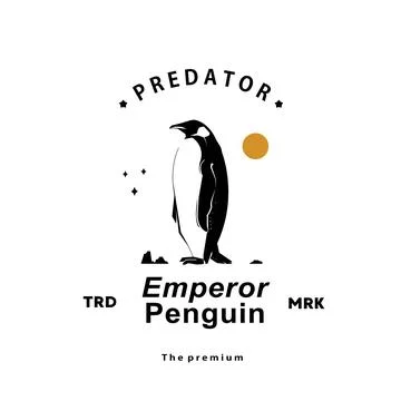 Emperor penguin logo vector outline silhouette art icon Stock Illustration