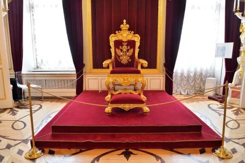 The Emperor's throne in the Gatchina Palace Stock Photos