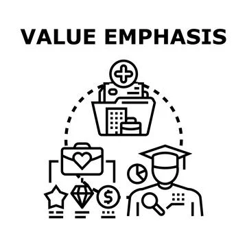 Emphasizing value in business and career development concept Stock Illustration