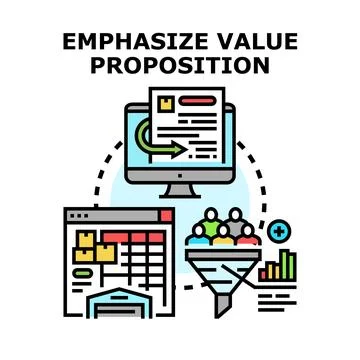 Emphasizing value proposition in marketing strategy Stock Illustration