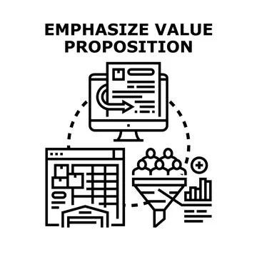 Emphasizing value proposition in marketing strategy Stock Illustration