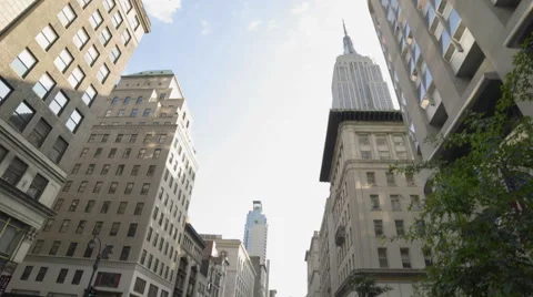 Empire State Building 5th Ave Manhattan New York City Taxis NYC Traffic Stock Footage