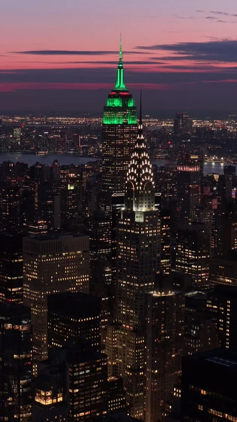 Empire State Building and Chrysler Building Static Aerial View, Manhattan Vídeo Stock 344588802
