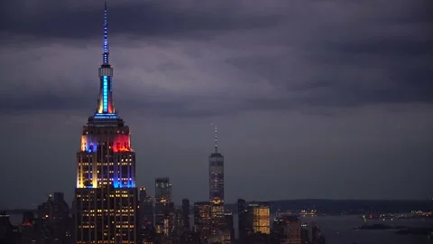 Empire State Building and one world trade center 스톡 동영상 163908476