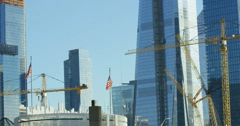 The Empire State Building With The Classic American Flag Waving In Wind In NYC. Stock Footage 112218533