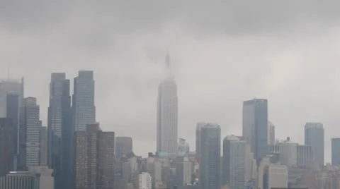Empire State Building Clouds During Hurricane Irene Stock Video Stock Footage 8565092