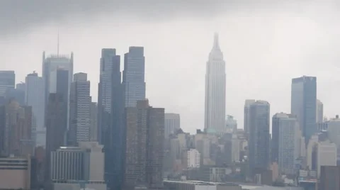 Empire State Building Clouds During Hurricane Irene Stock Video Stock Footage 8565107