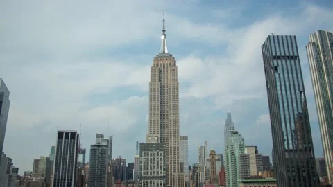 Empire State Building clouds in New York City Stock Footage 168654782