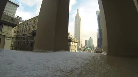 Empire State Building framed by pillars Stock Footage 37188433