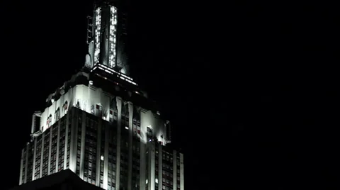 Empire State Building LED Light Show. Empire State Building Lights at Night Stock Footage 37759557