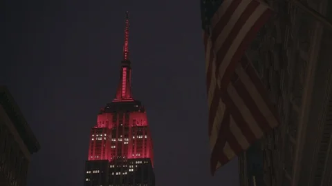 Empire State Building Lighting Stock Footage 128817815