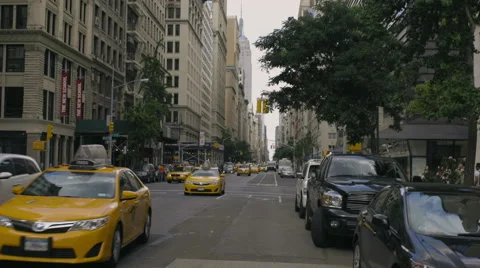 Empire State Building Manhattan New York City Taxis NYC Traffic 4K 5th Ave Stock Footage