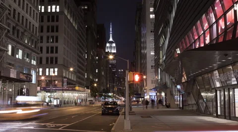 Empire State Building in Manhattan Timelapse Night Beautiful 5th Ave NYC 4K Stock Footage 40685201
