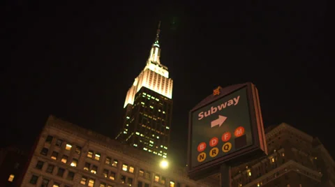 Empire State Building by night Stock Footage 32240664
